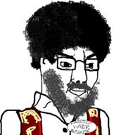 DATAMINING_LINK⚠️☢️☣️_DO_NOT_ENTER⚠️☢️☣️ badge beard chinless chud clothes glasses hair mustache nationalism soyjak turkmenistan variant:chudjak // 901x1067 // 77.0KB