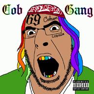 6ix9ine angry brown_skin clothes cob_gang colorful_hair crimson glasses gummo hair hat headband music music_parody open_mouth rap sound soyjak stubble tattoo text trend:colorjak variant:cobson video // 850x850, 162.5s // 4.0MB