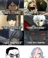 'toss angry anime artist:conservativewaluigi attack_on_titan chud crying eren glasses kaneki_ken paxiti red_eyes sisa tokyo_ghoul tranny troon valid variant:chudjak // 500x599 // 457.5KB