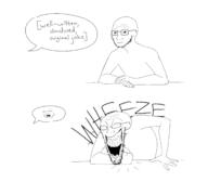 3soyjaks arm closed_mouth crying glasses joke laughing onomatopoeia open_mouth stubble text variant:cobson variant:soyak variant:wojak wheeze // 1685x1582 // 23.0KB