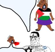 3soyjaks ack brown_skin closed_mouth flag flag:israel flag:palestine full_body hair hebrew_text israel jewel jewish_nose open_mouth palestine sandnigger soyjak speech_bubble speech_bubble_empty star_of_david subvariant:ackmutt subvariant:perceptive_chud teeth tmd tongue tpd variant:bernd variant:chudjak // 2000x1891 // 579.5KB
