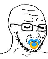 baby closed_eyes glasses pacifier soyjak stubble variant:soyak // 644x800 // 26.7KB