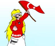 blush closed_eyes cute cute_girl flag flag:turkiye girl glasses hair holding_flag holding_object necklace nintendo nintendo_switch open_mouth red_shirt soy soylent soylent_(cacao) turkiye variant:soytan video_game white_skin woman yellow_hair // 1076x905 // 88.2KB