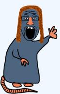 animal furry glasses long_hair open_mouth rat red_hair soyjak subvariant:hippiejak variant:markiplier_soyjak waving // 772x1193 // 229.8KB
