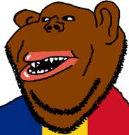 amerimutt black_skin country ear fangs flag open_mouth romania soyjak stubble subvariant:impish_amerimutt vampire variant:impish_soyak_ears // 598x628 // 16.5KB