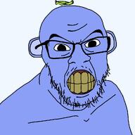 blue_skin clenched_teeth cord discord ear grimace leaf rotten_teeth subvariant:wumpusferal t50_eyes variant:feraljak wumpus yellow_teeth // 1025x1025 // 30.1KB