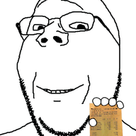 animated glasses hand holding_object paper receipt smile soyjak stubble subvariant:wholesome_soyjak variant:gapejak // 299x400 // 47.3KB