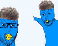 acne arm artist:xjanny beak bird blue_skin glasses hair hand open_mouth raised_eyebrow series:x_inmigrants smirk smug squinting stubble transparent_background twitter twitter_immigrant variant:two_pointing_soyjaks x xitter zoomer zoomer_hair // 680x545 // 155.0KB