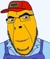 blue_eyes cap closed_mouth clothes glasses hair hat smile sneed soyjak stubble the_simpsons transparent_background variant:cobson yellow_skin // 613x724 // 230.2KB