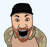 american_sniper beard brown_beard brown_eyes camouflage cap chris_kyle clothes hat jacket multicam soyjak variant:el_perro_rabioso white_skin // 427x400 // 24.1KB