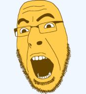 emoticon glasses open_mouth series:soymoji soyjak stubble variant:cobson yellow yellow_skin // 721x789 // 27.5KB