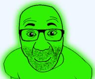 arm clothes glasses glowing green smile soyjak stubble trend:glowie tshirt variant:el_perro_rabioso // 389x324 // 49.9KB