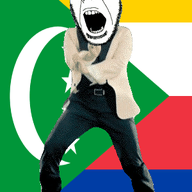 angry animated comoros country crescent dance flag full_body gangnam_style glasses irl open_mouth soyjak star star_and_crescent stubble variant:cobson // 300x460 // 500.4KB