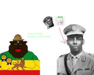 animal arno_breker badge black_skin china christianity closed_mouth clothes cross crown ear eastern_orthodox eritrea ethiopia ethiopian ethiopian_empire eyes fat flag:ethiopia flag:ethiopian_empire glasses hair italy korea lion mewing mustache mutt nigger north pith_helmet queen_of_spades red_lips reward shitskin siad_barre somalia soyjak subvariant:branigger tshirt uniform variant:brandon variant:meximutt yellow_sclera // 1252x1000 // 613.2KB