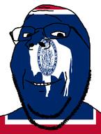 buffalo flag flag:wyoming glasses looking_at_you smile soyjak stubble subvariant:wholesome_soyjak teeth text united_states variant:gapejak wyoming // 582x772 // 30.9KB