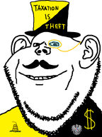anarcho-capitalism dollar_sign libertarian monocle mustache smile stubble taxation_is_theft top_hat variant:impish_soyak_ears white_background // 598x800 // 39.6KB