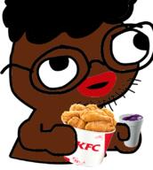 afro arm black_skin excited glasses hand holding_object kfc lean open_mouth soyjak stubble variant:fsjaljak // 750x838 // 266.2KB