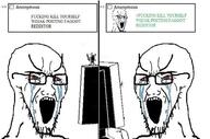 2soyjaks angry anti_soyjak bloodshot_eyes computer crying figurine glasses open_mouth stretched_mouth stubble variant:soyak // 645x426 // 86.1KB