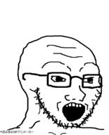 animated glasses open_mouth ponpon poyopoyo soyjak stubble variant:soyak // 322x400 // 128.9KB