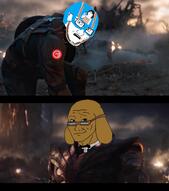 4chan captain_america clothes dog glasses hat helmet janny marvel movie music scared smile smug sound soyjak stubble subvariant:soyak_(concerned) tag thanos variant:soyak video // 1132x1280, 101.6s // 3.9MB