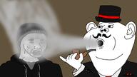 accessory beanie bloodshot_eyes cigarette clothes crying doomer hoodie red_eyes smoke suit top_hat tuxedo une_pipe variant:impish_soyak_ears // 1920x1080 // 760.7KB