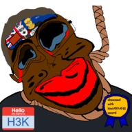 3soyjaks H3K_(namefag) ack aliased award baby bloodshot_eyes brown_skin closed_mouth crying deformed distorted flag:new_zealand glasses gooner hair hitler_mustache jartycuck looking_at_you minion mustache name_tag never_goon newfag nigger noose red_eyes red_lips rent_free rope slopjak soyjak subvariant:jacobson subvariant:jartycuck subvariant:muscular_chud subvariant:patrick suicide text transparent variant:a24_slowburn_soyjak variant:chudjak // 1025x1025 // 158.9KB