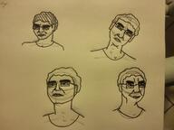 closed_mouth clothes glasses hair irl redraw soyjak traditional_media variant:chudjak // 4128x3096 // 1.5MB