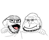 friendship glasses hand no_more_brother_wars obese open_mouth shoulder tongue variant:et variant:jabba_soyjak wholesome wrinkles // 1000x800 // 165.6KB