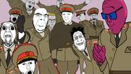 bleach_(anime) chud closed_mouth clothes collar_tabs communism doll_(user) epaulettes glasses hat kgb kolyma kuz multiple_soyjaks oh_my_god_she_is_so_attractive soviet_army_uniform stern_ritter subvariant:chudjak_front subvariant:gapejak_front subvariant:muscular_chud uniform variant:bernd variant:carterjak variant:chudjak variant:chugsjak variant:cobson variant:feraljak variant:gapejak variant:kuzjak variant:markiplier_soyjak variant:shotjak variant:two_pointing_soyjaks // 1600x900 // 816.6KB