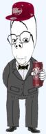 arm bowtie brainful can cap clothes dr_pepper full_body glasses hand hat holding_object leg libertarian shoe soyjak stubble subvariant:rand subvariant:wholesome_soyjak text tuxedo variant:gapejak // 964x2750 // 827.9KB