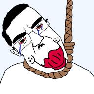 ack bloodshot_eyes crying hair hanging moustache noose red_lips rope smile subvariant:patrick suicide template variant:chudjak white_skin // 1120x1120 // 36.0KB