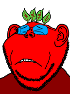 beetroot broot closed_mouth emoticon eyebrows frown glasses leaf persevere red_skin series:brootmoji stubble teeth transparent_background variant:impish_soyak_ears 😣 // 598x800 // 21.1KB