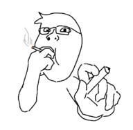 arm cigarette glasses hand holding_object redraw smoke smoking soyjak variant:gapejak // 694x678 // 12.9KB