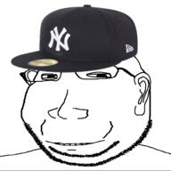 baseball cap clothes ear glasses hat new_york_yankees no_eyebrows small_eyes smile soyjak stubble subvariant:massjak subvariant:wholesome_soyjak variant:gapejak // 600x600 // 89.3KB