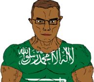 Arab_league Saudi arab arabia arabic arabs based brown_skin buff chud flag flag:saudi_arabia islam islamic muscles muscular_male saudi_arabia saudi_arabiad saudi_rarbia shahada subvariant:chudjak_front subvariant:muscular_chud sword tcd tjd variant:chudjak // 1059x929 // 256.0KB