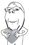 arm glasses hair hand heart holding_heart holding_object smile soyjak stubble subvariant:wholesome_soyjak template variant:gapejak // 676x1021 // 63.8KB
