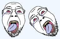 bloodshot_eyes crying glasses head open_mouth soyjak stubble template tongue tongue_out transparent_background variant:bernd yellow_teeth // 1102x719 // 35.9KB