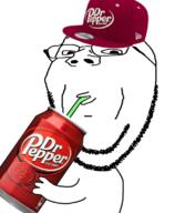 arm cap clothes dr_pepper drinking drinking_straw glasses hand hat holding_object looking_at_viewer looking_at_you smile smirk subvariant:wholesome_soyjak variant:gapejak // 637x772 // 338.3KB