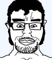 chud ear glasses hair long_hair merge mullet mustache smile soyjak stubble subvariant:chudjak_front subvariant:plierchud variant:chudjak variant:markiplier_soyjak wrinkles // 484x561 // 1.0MB