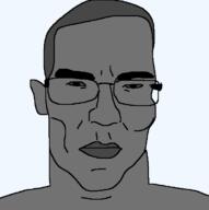 closed_mouth ear gigachad glasses hair redraw soyjak subvariant:chudjak_front variant:chudjak // 615x617 // 20.0KB