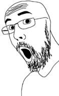 beard glasses open_mouth soyjak variant:unknown // 486x800 // 90.1KB