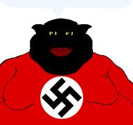 big_lips closed_mouth fat flag:nazi_germany hair morenazi mutt nazism red_lips red_shirt speech_bubble subvariant:branigger swastika ugly vantablack variant:brandon yellow_sclera // 1675x1583 // 84.4KB