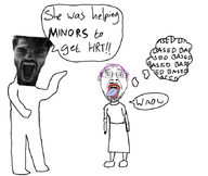 angry artist:conservativewaluigi based beard gigachad glasses hrt low_effort meta:gigachaded meta:low_effort nas:gigachad open_mouth purple_hair speech_bubble subnas:gigayell text tongue tranny tranny_meme troon variant:bernd yelling yellow_teeth // 680x573 // 127.2KB