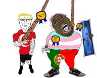 2soyjaks a10_eyes ack arm award badge black_skin blond bloodshot_eyes brenton_tarrant brown_troonjak dna_test flag:portugal full_body glasses leg mutt_lips nigger nigger_faggot nike open_mouth portugal rope shitskin shoe soyjak stubble subhuman subvariant:boat_rammer subvariant:chudjak_front subvariant:unbotheredchud tongue torso tranny trend:aryan variant:bernd variant:chudjak // 5000x4005 // 9.0MB