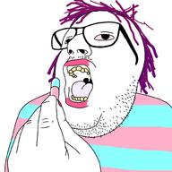 eating gape hormones hrt lettuce lgbt open_mouth pill tranny trans variant:unknown // 1631x1629 // 479.8KB