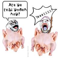 bird bloodshot_eyes chicken crying hanging meat meta:soyduel_took_place_in_comment_section speech_bubble subvariant:cryboy_et tranny troon variant:et variant:goopjak ywnbaw // 720x720 // 219.5KB