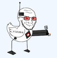 adolf_hitler antenna bird cannon cyborg duck glasses gun robot shotgun smirk stubble sunglasses variant:soyak // 1189x1205 // 25.1KB