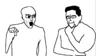 2soyjaks bald chud glasses hair justin_trudeau open_mouth pierre_poilievre poorly_drawn stubble variant:chudjak variant:soyak white_background // 979x573 // 45.8KB