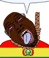 bald beard bloodshot_eyes bolivia brown_skin country countrywar crying flag flag:bolivia glasses hanging rope soyjak speech_bubble speech_bubble_empty stubble tongue variant:bernd yellow_teeth // 768x908 // 77.1KB