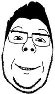 front_facing glasses hair nikocado_avocado smile stubble subvariant:nucado subvariant:wholesome_soyjak variant:cadojak variant:gapejak // 490x843 // 43.5KB